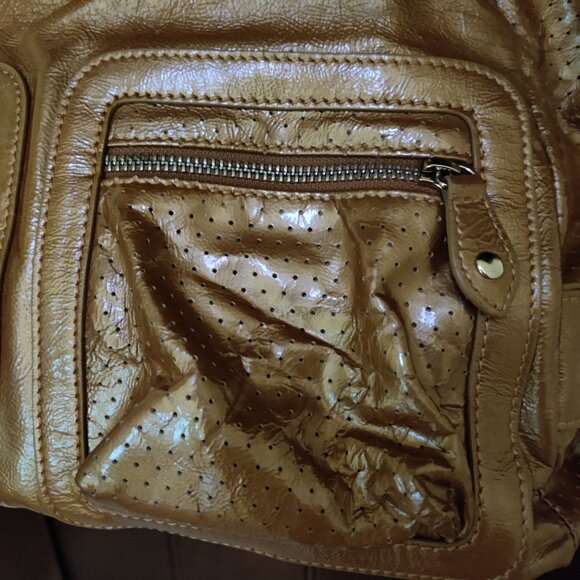 Charles David Crinkle Leather Shoulder Bag/Satchel in Golden Bronze - Picture 4 of 10